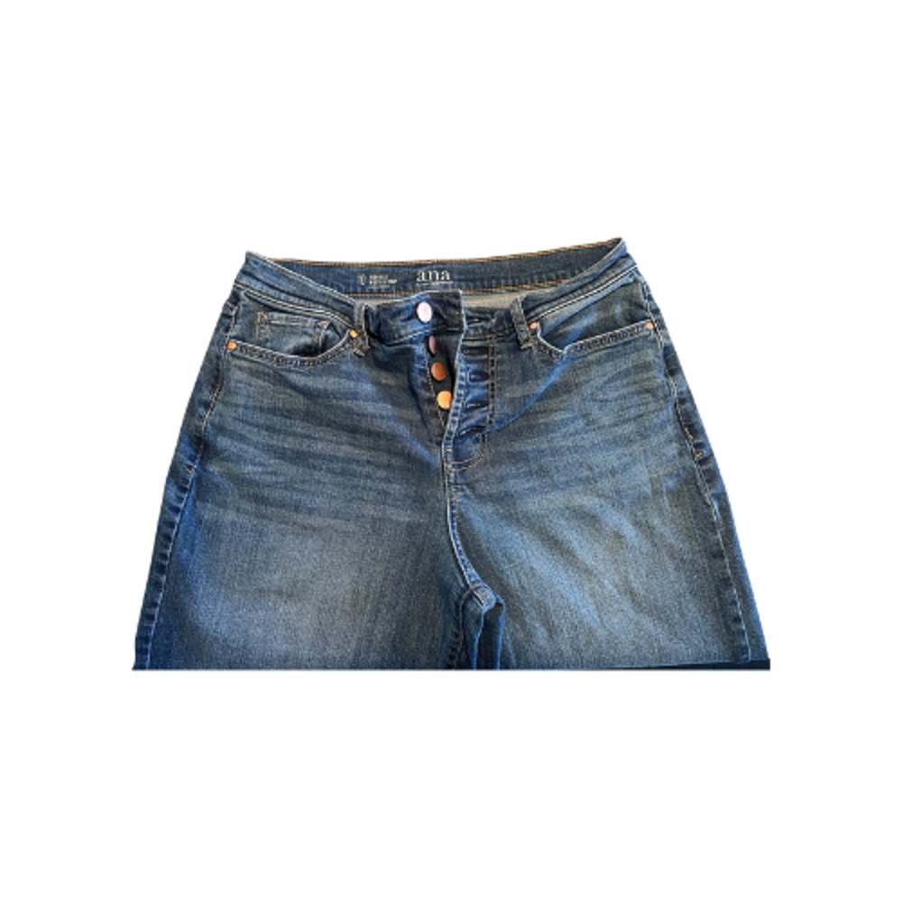 a.n.a Jeans High-Rise Women’s Size 10 Wide Leg Cropped Button-Fly Blue Denim - Picture 3 of 9